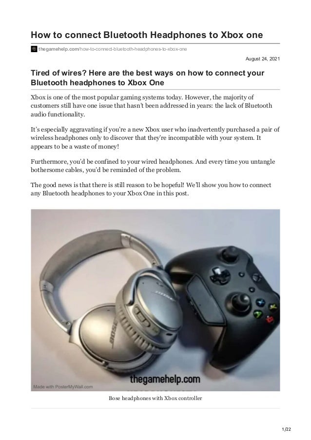 connect bluetooth headphones to xbox one