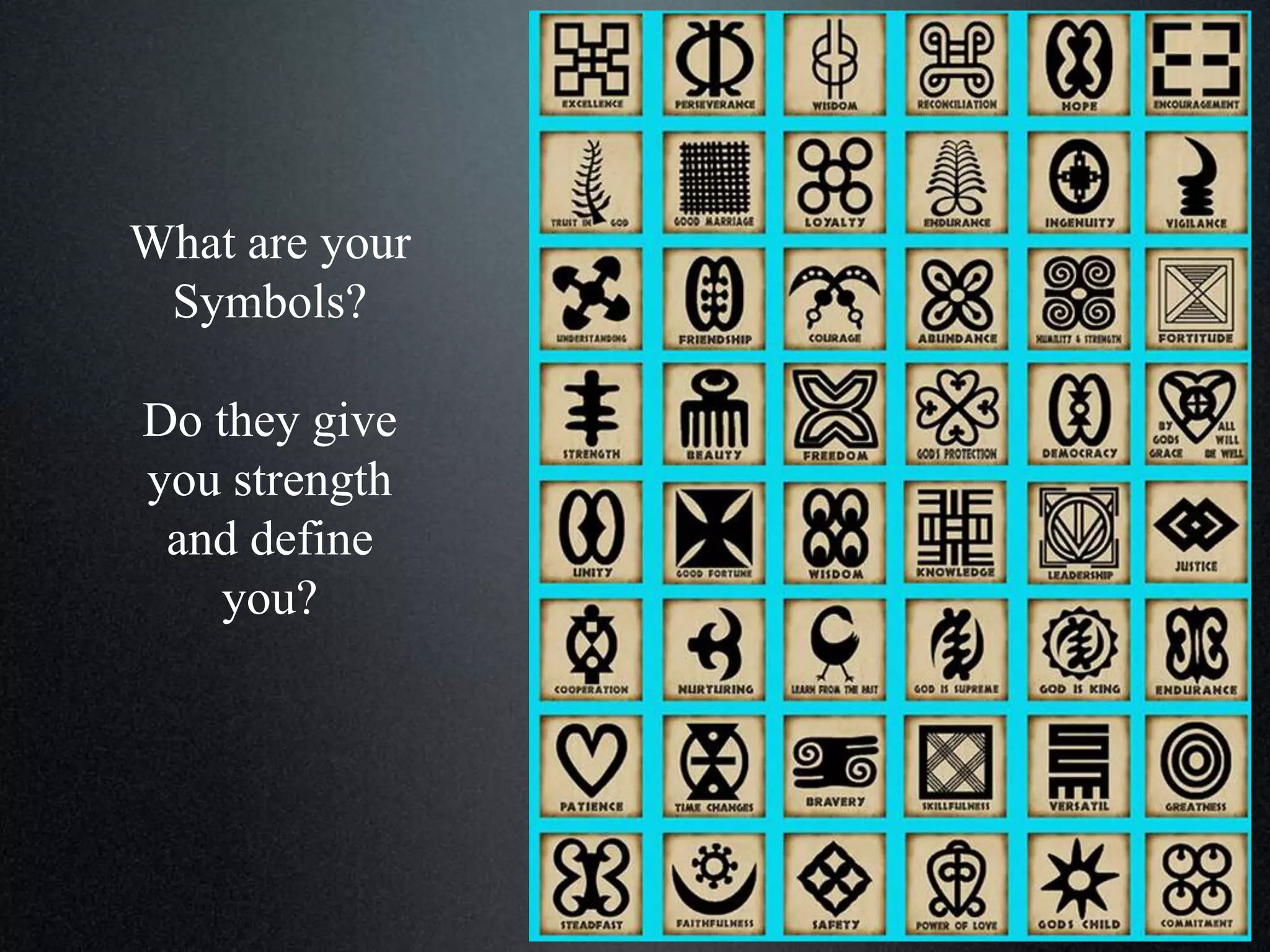 What are your
Symbols?
Do they give
you strength
and define
you?

 