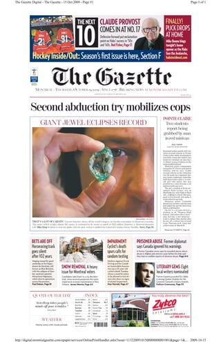The Gazette Digital - The Gazette - 15 Oct 2009 - Page #1                                                             Page 1 of 1




http://digital.montrealgazette.com/epaper/services/OnlinePrintHandler.ashx?issue=11322009101500000000001001&page=1&... 2009-10-15
 