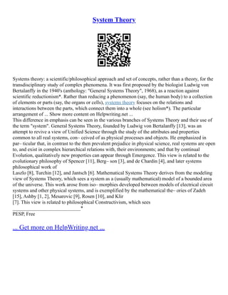 The General System Theory For Understanding Modern... | PDF
