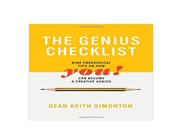 BOOK_TEXTBOOK The Genius Checklist Nine Paradoxical Tips on How You Can ...
