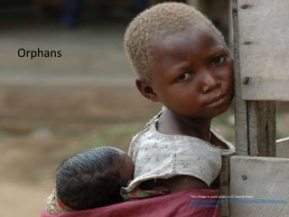 This image is used under a CC license from:
http://www.flickr.com/photos/julien_harneis/1148149392/sizes
/l/in/photostream/
Orphans
 