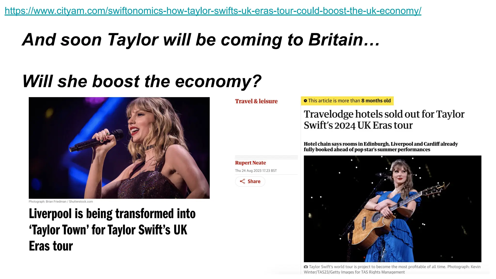 And soon Taylor will be coming to Britain…
Will she boost the economy?
https://www.cityam.com/swiftonomics-how-taylor-swifts-uk-eras-tour-could-boost-the-uk-economy/
 