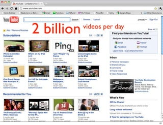 2 billion   videos per day




                             61
 