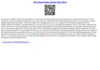 The Giant Panda And The Polar Bear | PPT