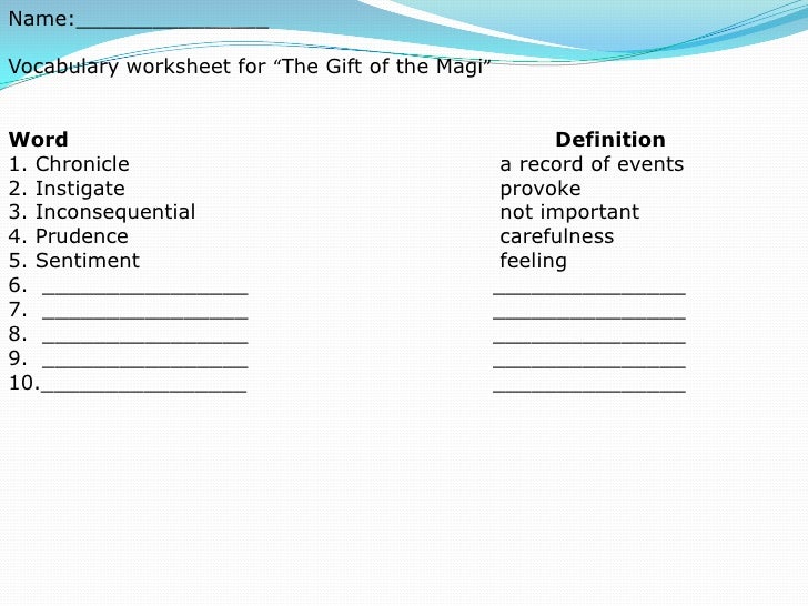 Essay questions for gift of the magi