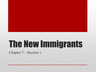 The New ImmigrantsChapter 7 – Section 1