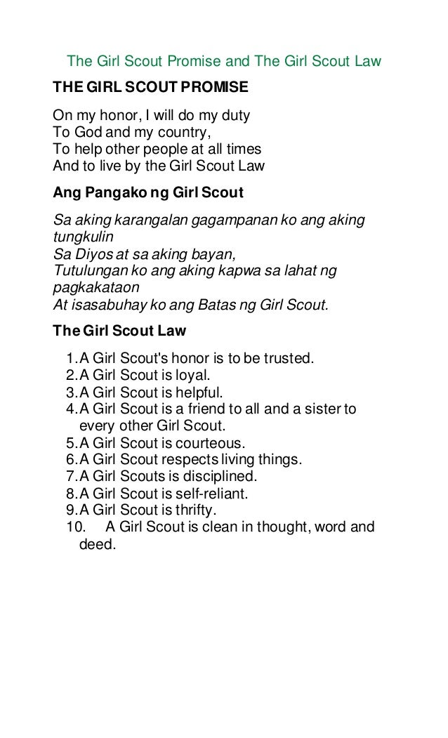 The Girl Scout Promise And The Girl Scout Law The Girl Scout Promise And The Girl Scout Law