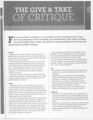 The Give and Take of Critique by Linda Sue Park from SCBWI THE BOOK, 2013