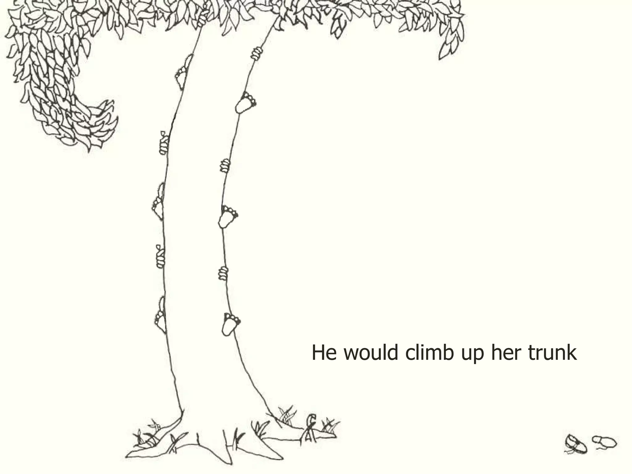 He would climb up her trunk 