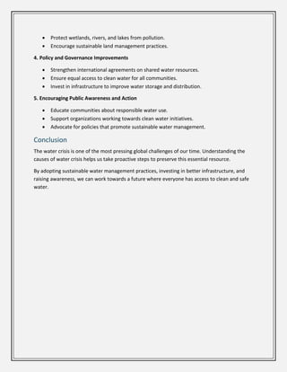 The Global Thirst-Understanding the Causes of Water Crisis | PDF