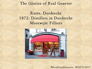 The Glories of Real Genever
Rutte, Dordrecht (Moutwijn from Filliers)
Paradyswyn (T: @rutte_US)
Style: 100% maltwine
Grain...