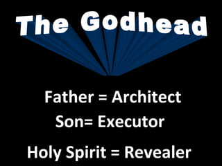 Father = Architect
Son= Executor
Holy Spirit = Revealer
 