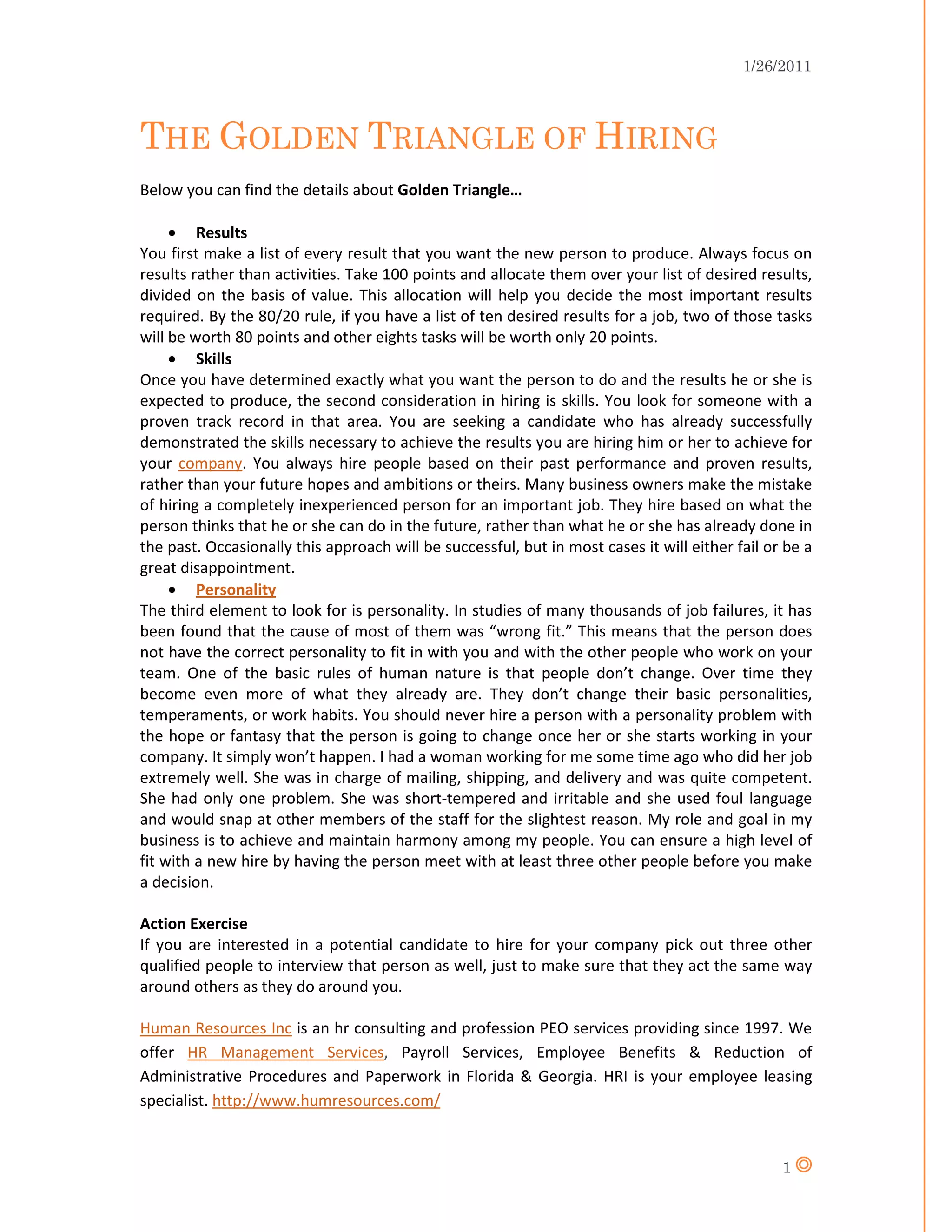 The golden triangle of hiring | PDF