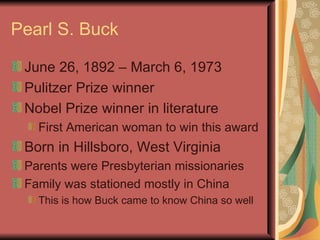 The Good Earth Notes