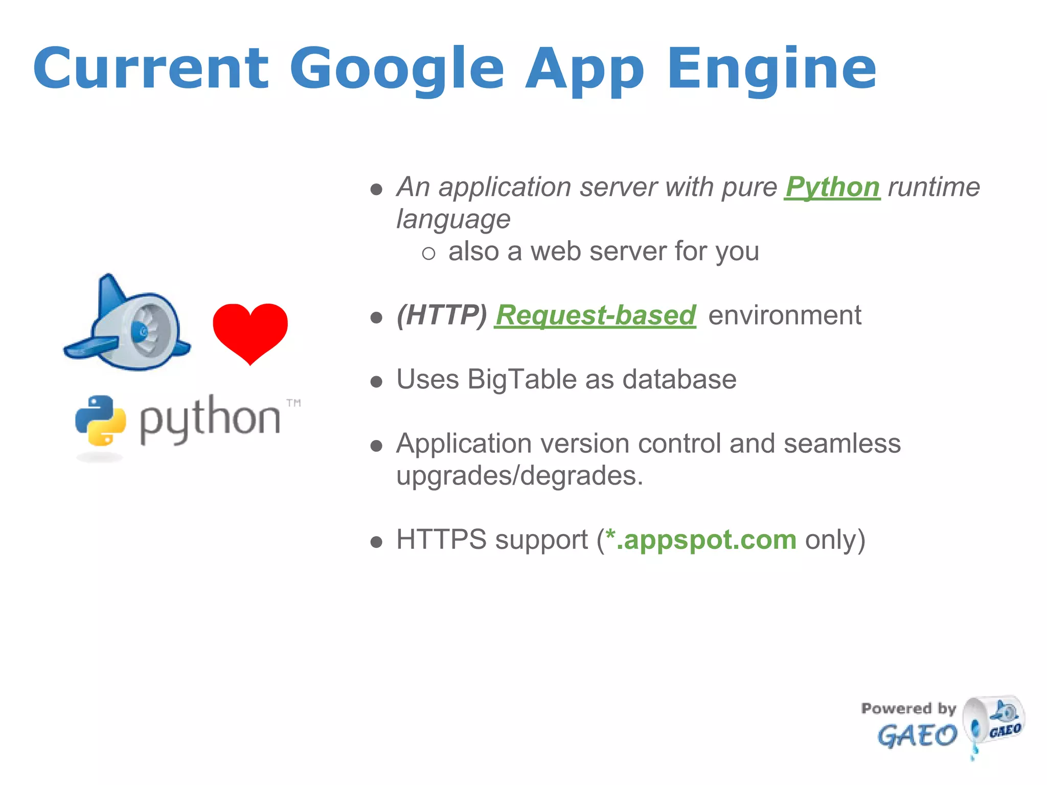 The Google App Engine Oil Framework
