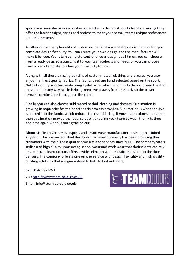The Great Benefits Of Custom Netball Clothing