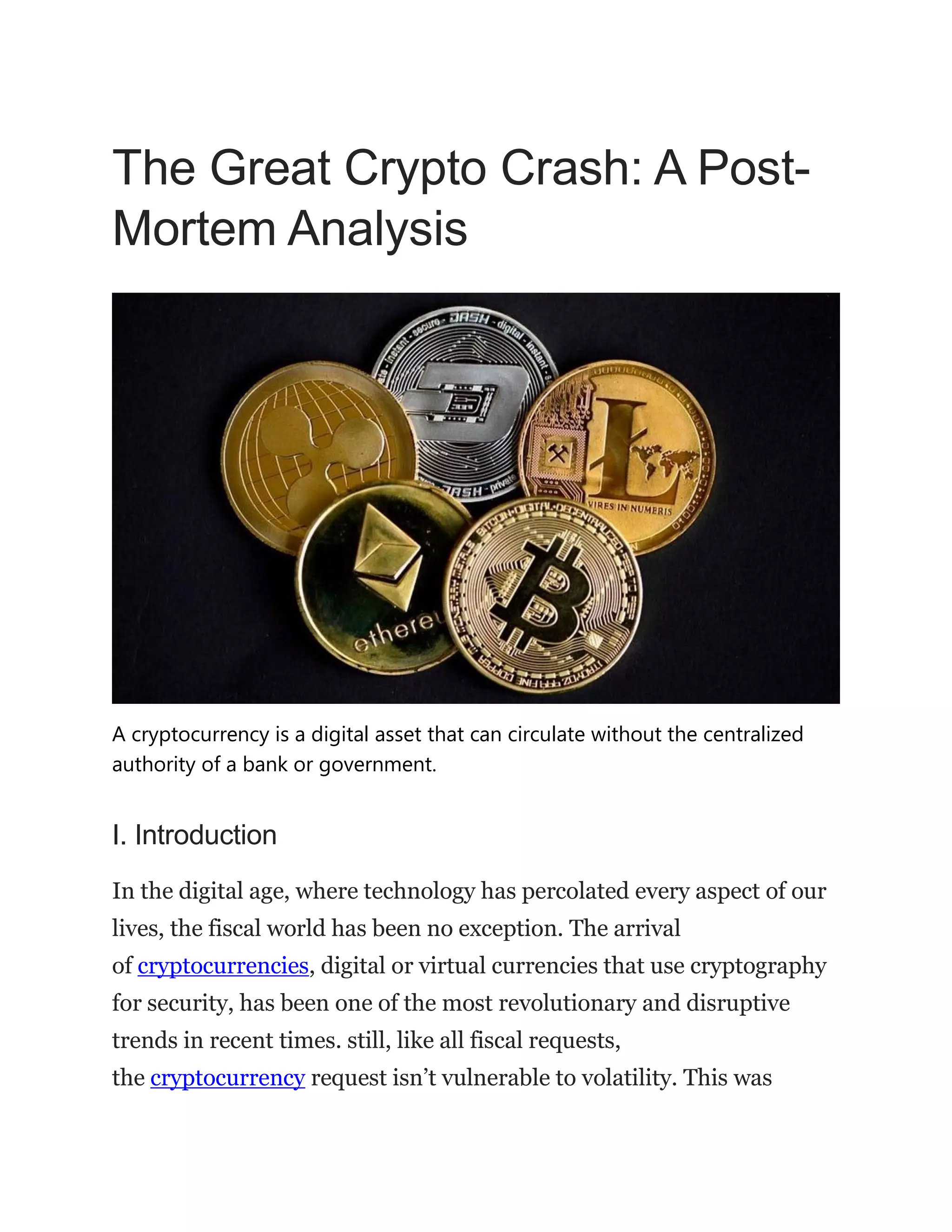The Great Crypto Crash: A Post-Mortem Analysis | PDF