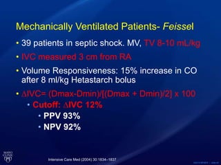 ©2015 MFMER | slide-40
Mechanically Ventilated Patients- Feissel
• 39 patients in septic shock. MV, TV 8-10 mL/kg
• IVC me...