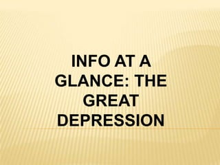 INFO AT A GLANCE: THE GREAT DEPRESSION 
