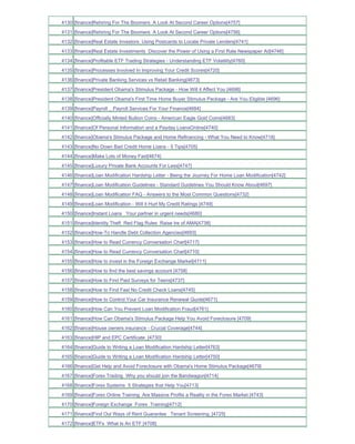 4130 [finance]Rehiring For The Boomers A Look At Second Career Options[4757]
4131 [finance]Rehiring For The Boomers A Look At Second Career Options[4756]
4132 [finance]Real Estate Investors Using Postcards to Locate Private Lenders[4741]
4133 [finance]Real Estate Investments Discover the Power of Using a First Rate Newspaper Ad[4746]
4134 [finance]Profitable ETF Trading Strategies - Understanding ETF Volatility[4760]
4135 [finance]Processes Involved In Improving Your Credit Scores[4720]
4136 [finance]Private Banking Services vs Retail Banking[4673]
4137 [finance]President Obama's Stimulus Package - How Will it Affect You [4698]
4138 [finance]President Obama's First Time Home Buyer Stimulus Package - Are You Eligible [4696]
4139 [finance]Payroll _ Payroll Services For Your Finance[4684]
4140 [finance]Officially Minted Bullion Coins - American Eagle Gold Coins[4683]
4141 [finance]Of Personal Information and a Payday LoansOnline[4740]
4142 [finance]Obama's Stimulus Package and Home Refinancing - What You Need to Know[4718]
4143 [finance]No Down Bad Credit Home Loans - 5 Tips[4705]
4144 [finance]Make Lots of Money Fast[4674]
4145 [finance]Luxury Private Bank Accounts For Less[4747]
4146 [finance]Loan Modification Hardship Letter - Being the Journey For Home Loan Modification[4742]
4147 [finance]Loan Modification Guidelines - Standard Guidelines You Should Know About[4697]
4148 [finance]Loan Modification FAQ - Answers to the Most Common Questions[4732]
4149 [finance]Loan Modification - Will it Hurt My Credit Ratings [4749]
4150 [finance]Instant Loans Your partner in urgent needs[4680]
4151 [finance]Identity Theft Red Flag Rules Raise Ire of AMA[4738]
4152 [finance]How-To Handle Debt Collection Agencies[4693]
4153 [finance]How to Read Currency Conversation Chart[4717]
4154 [finance]How to Read Currency Conversation Chart[4710]
4155 [finance]How to invest in the Foreign Exchange Market[4711]
4156 [finance]How to find the best savings account [4758]
4157 [finance]How to Find Paid Surveys for Teens[4737]
4158 [finance]How to Find Fast No Credit Check Loans[4745]
4159 [finance]How to Control Your Car Insurance Renewal Quote[4671]
4160 [finance]How Can You Prevent Loan Modification Fraud[4761]
4161 [finance]How Can Obama's Stimulus Package Help You Avoid Foreclosure [4709]
4162 [finance]House owners insurance - Crucial Coverage[4744]
4163 [finance]HIP and EPC Certificate_[4730]
4164 [finance]Guide to Writing a Loan Modification Hardship Letter[4763]
4165 [finance]Guide to Writing a Loan Modification Hardship Letter[4750]
4166 [finance]Get Help and Avoid Foreclosure with Obama's Home Stimulus Package[4679]
4167 [finance]Forex Trading Why you should join the Bandwagon[4714]
4168 [finance]Forex Systems 5 Strategies that Help You[4713]
4169 [finance]Forex Online Training Are Massive Profits a Reality in the Forex Market [4743]
4170 [finance]Foreign Exchange Forex Training[4712]
4171 [finance]Find Out Ways of Rent Guarantee Tenant Screening_[4725]
4172 [finance]ETFs What Is An ETF [4708]
 