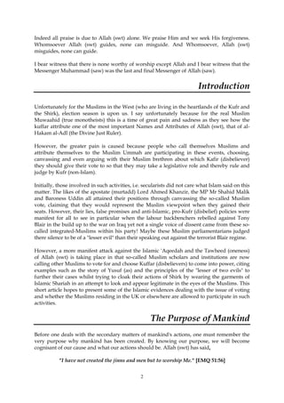 VOTING The Shirk of Voting to Man-Made Law The greater of the two evils ...