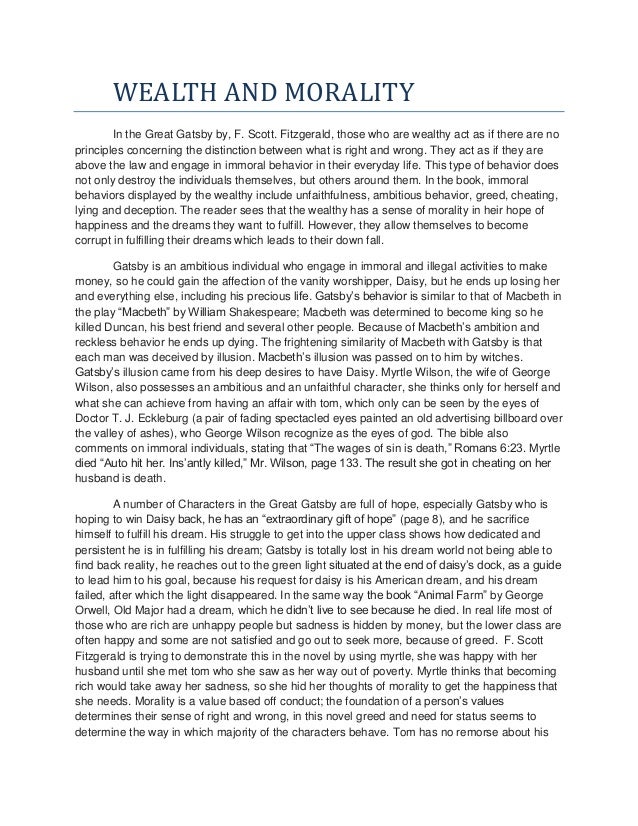 great gatsby money theme essay