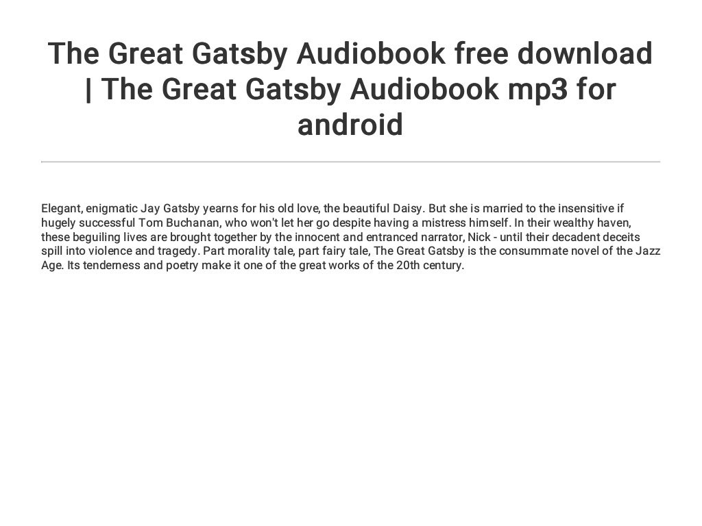 The Great Gatsby Audiobook free download | The Great Gatsby Audiobook…