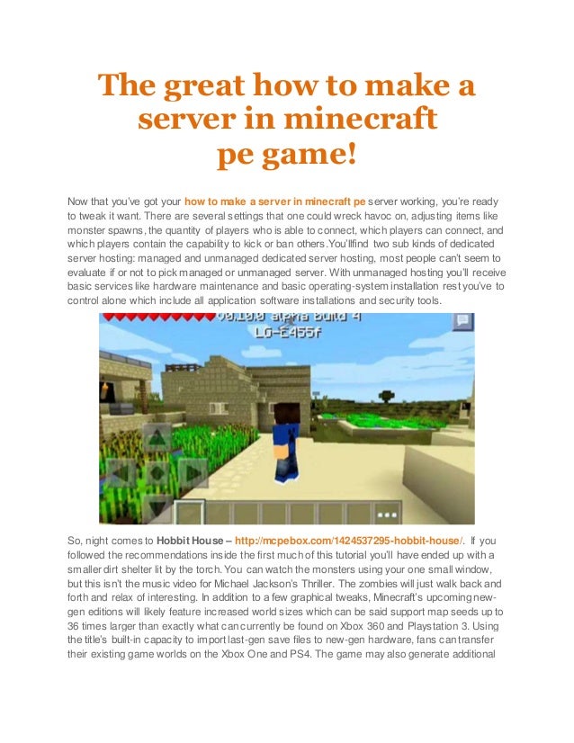 The Great How To Make A Server In Minecraft Pe Game