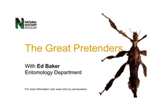 The Great Pretenders
With Ed Baker
Entomology Department


For more information visit: www.nhm.ac.uk/naturelive
 