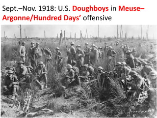 Sept.–Nov. 1918: U.S. Doughboys in Meuse–
Argonne/Hundred Days’ offensive
 