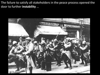 The failure to satisfy all stakeholders in the peace process opened the
door to further instability …
 