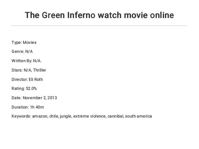 The Green Inferno Watch Movie Online