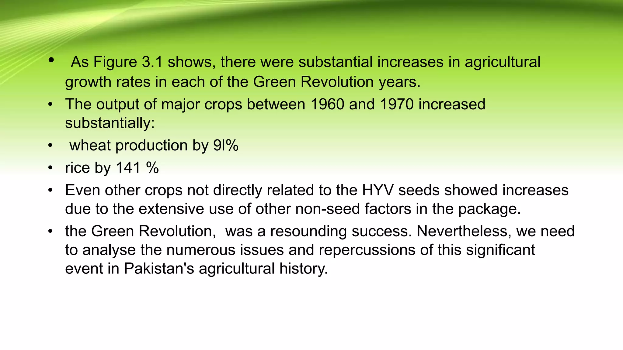 The Green Revolution in pakistan pptx | PPTX