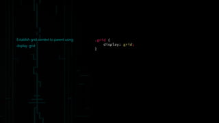 Establish grid context to parent using
display: grid
.grid {
display: grid;
}
 