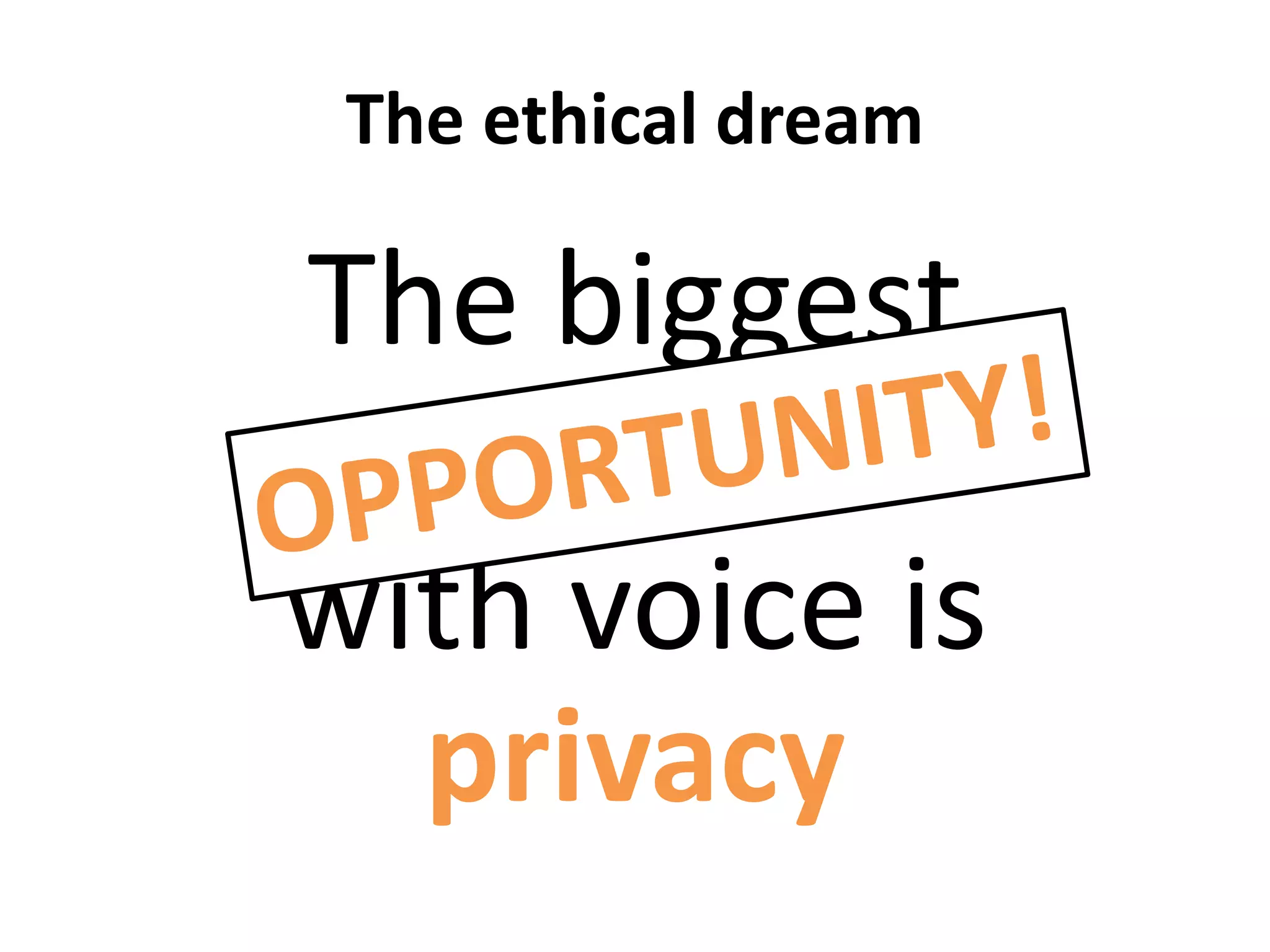 The ethical dream
The biggest
problem
with voice is
privacy
 