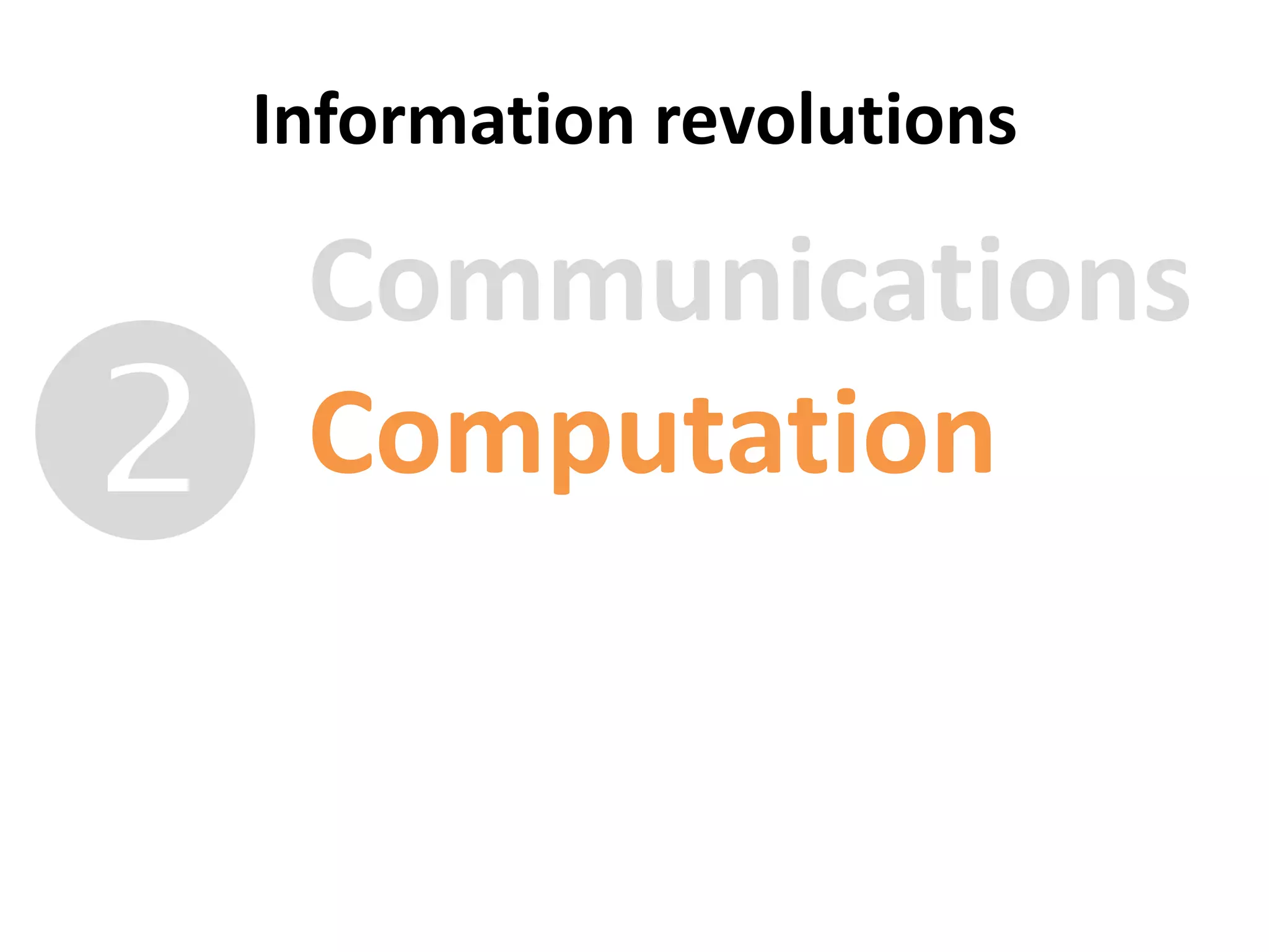 Information revolutions
Communications
Computation
1. Sense

 