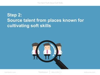 The Hard TruthAbout Soft Skills
bamboohr.com skillsurvey.com
Step 2:
Source talent from places known for
cultivating soft ...