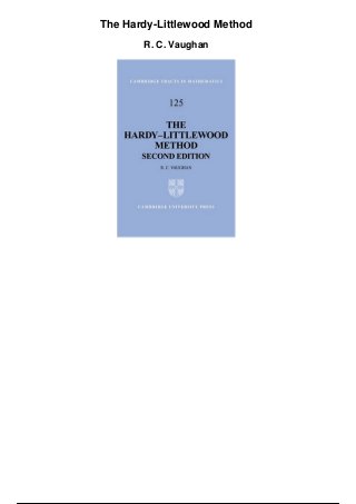 The Hardy-Littlewood Method
R. C. Vaughan
 