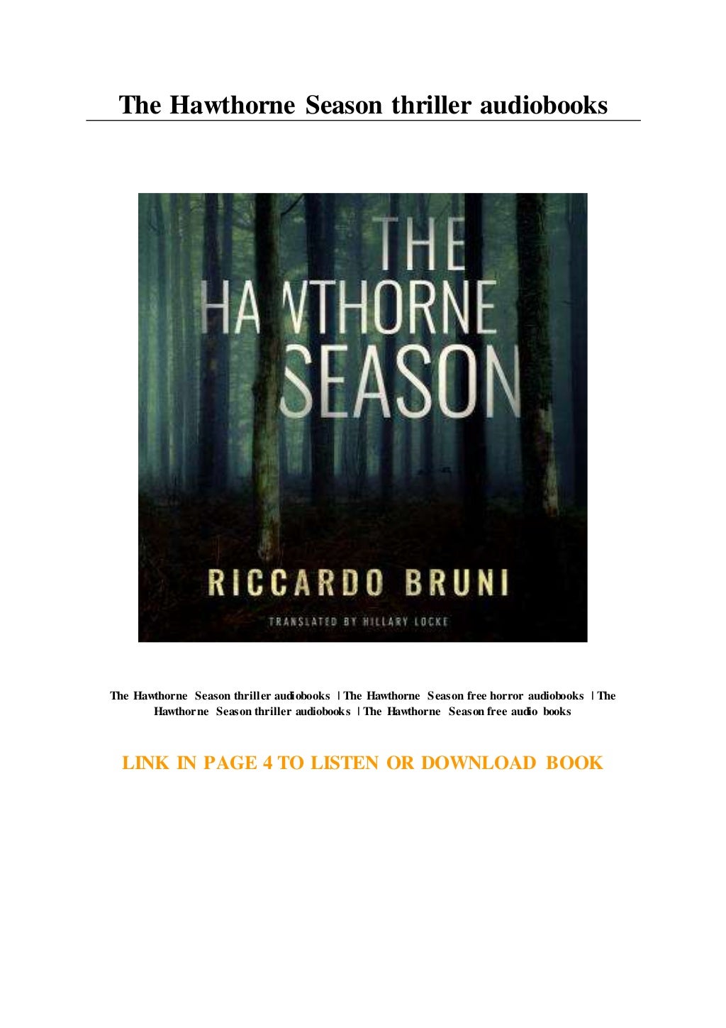 The Hawthorne Season thriller audiobooks