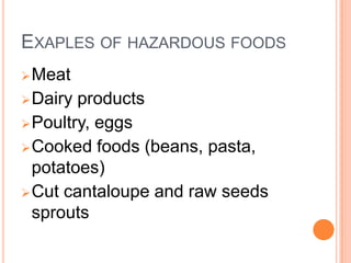 Exaples of hazardous foodsMeat