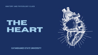ANATOMY AND PHYSI OLOGY CL AS S
THE
HEART
CATANDUANES STATE UNIVERSITY
 