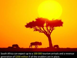 South Africa can expect up to a 100 000 tourism arrivals and a revenue generation of $200 million if all the enablers are in place.