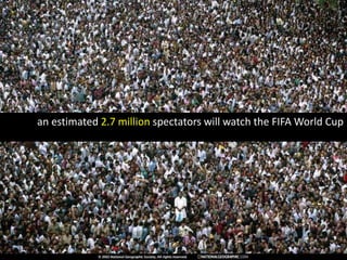 an estimated 2.7 million spectators will watch the FIFA World Cup