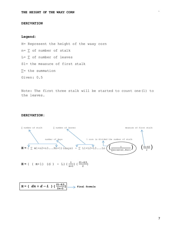 The height of the waxy corn mathematical investigation and modeling pdf