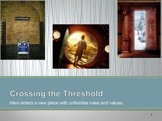 Hero enters a new place with unfamiliar rules and values.

                                                            8
 