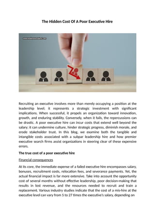 The Hidden Cost Of A Poor Executive Hire | PPTX