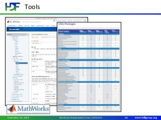Tools
December 16, 2013 16American Geophysical Union, Fall 2014
 
