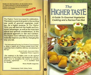 The Higher Taste   A Guide To Gourmet Vegetarian Cooking And A Karma Free Diet