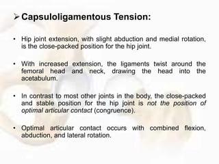 • Medial and lateral rotation of the hip are usually
measured with the hip joint in 90 degrees of flexion; the
typical ran...